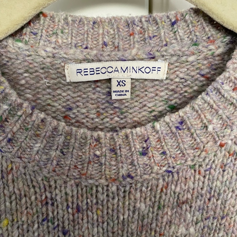Preloved Rebecca Minkoff Cold shoulder Sweater taupe with multicolor flecks XS